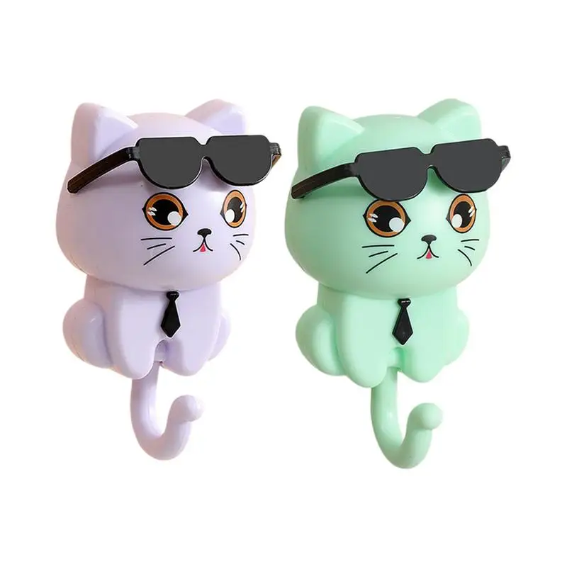 Cat Adhesive Wall Hook Cute Cat Key Hook Coat Hooks Key Holder Cat Hooks For Coat Bag Hat Towel Key Hook Sunglasses Towel Hook