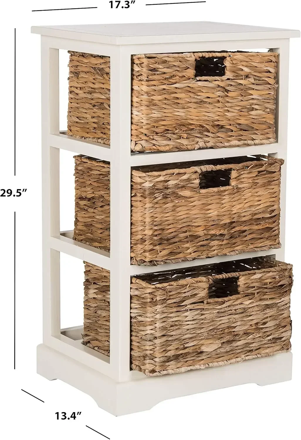 

Приставной столик Home Collection Halle Vintage White с 3 ящиками и плетеными корзинами для хранения, полностью собранный (AMH5738B)
