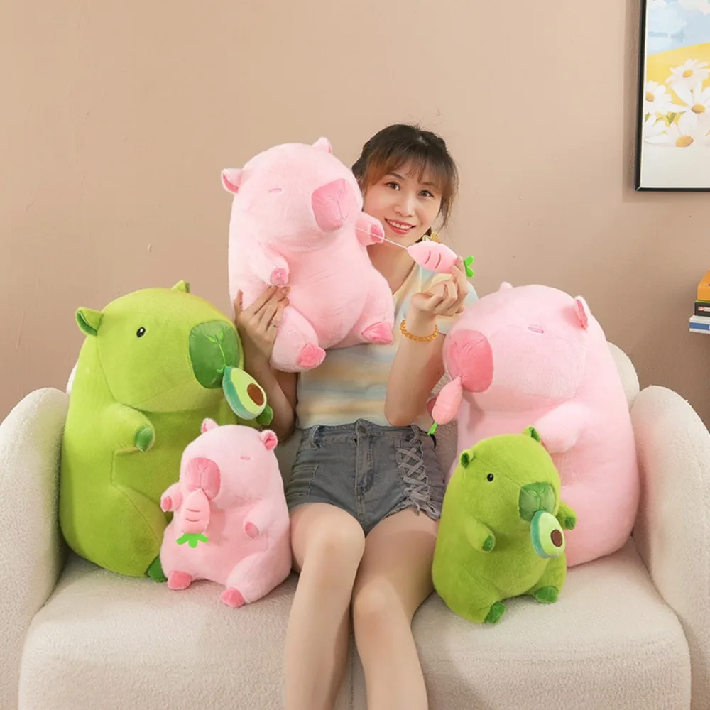 

PP Cotton Avocado Capybara Plush Toy Fluffy Simulation Strawberry Capybara Doll Soft Pink Capibara Anime Fluffty Toy