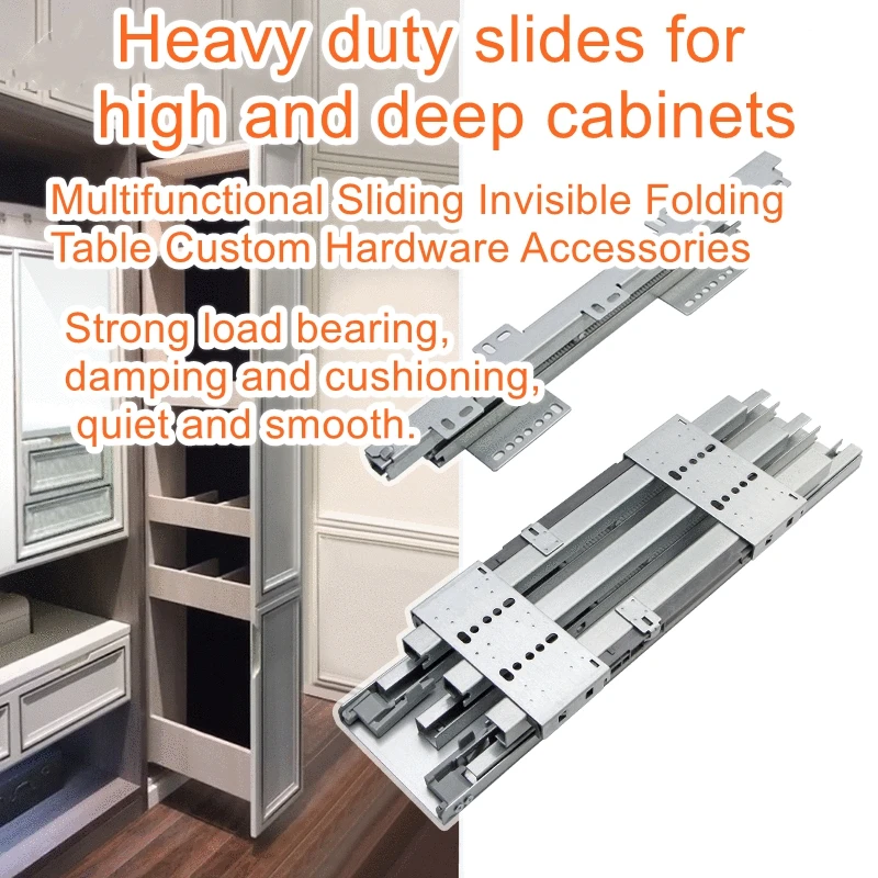 

Heavy duty slides for high depth cabinets Heavy duty side mounted cabinet closet top and bottom track slides