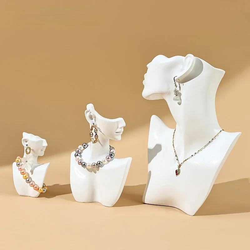 Spot White Resin Portrait Mannequin Stand Window Live Streaming Necklace Earrings Display Props Bracelet Display Shelf