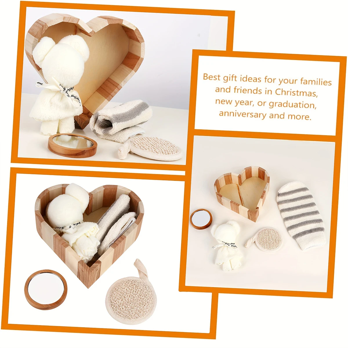 1 Set herzförmiges Dusch- und Badezimmer-Spa-Geschenkset, Badezimmerzubehör in Spa-Qualität, für Hochzeiten, Partys und Feiertage – Detail 6