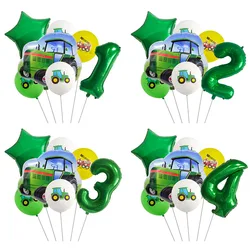 7 pçs/set Número Escavadeira Trator Veículo de Construção Folha de Balão Balões Crianças Festa de Aniversário Decoração DIY Bolas De Látex Brinquedo