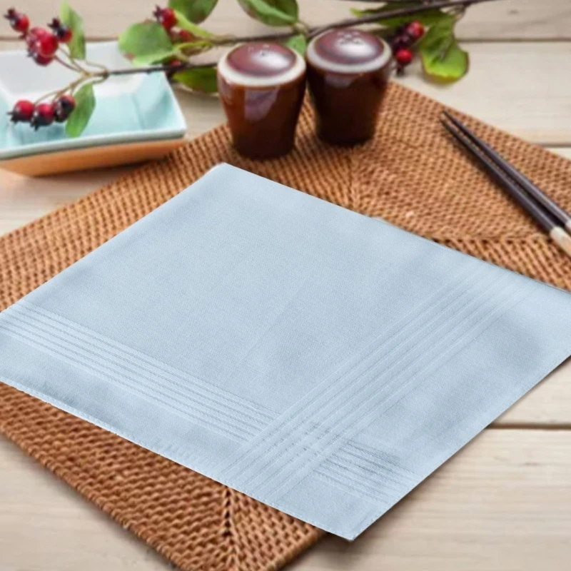 40x40cm White Handkerchief for Men Casual Use Pocket Cloth Soft Breathable Square Handkerchief Towel for Gentleman 6PCS