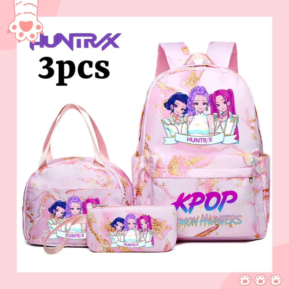 

Witch Hunter Kpop three-piece backpack, cute anime peripherals, lunch pencil case, suit,student school bag, female birthday gift
