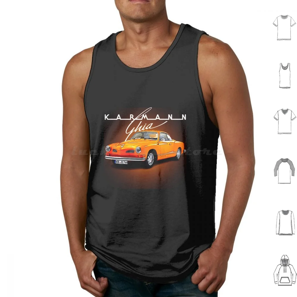 Karmann Ghia Tank Tops Print Cotton Karmann Ghia Car Classic Retro Bug Karmann Ghia Vintage Bus Aircooled Cars Engine 504