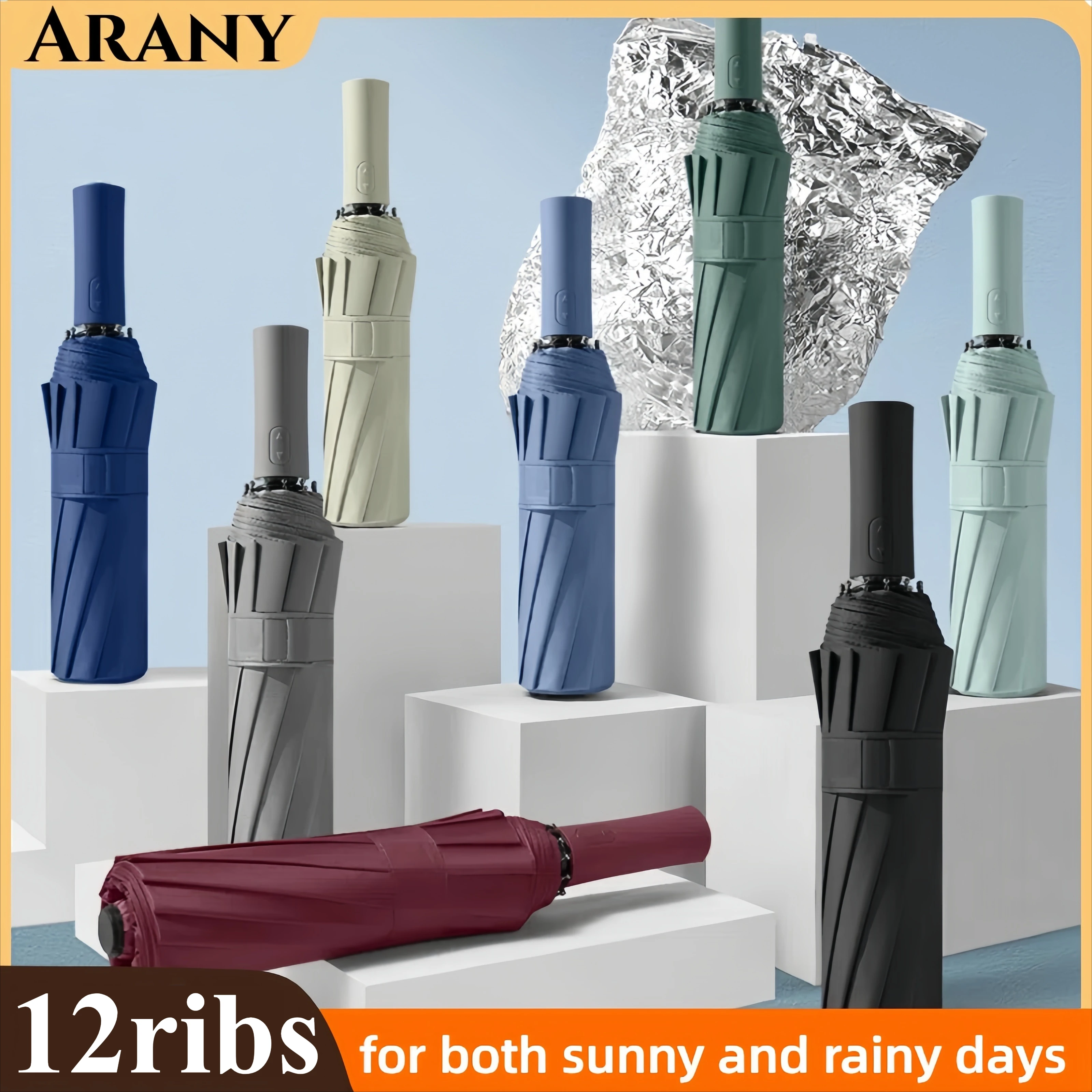 

ARANY UV Umbrella 12 ribs Automatic Umbrellas Sturdy and Durable Umbrellas Corporation Umbrella for Women Free Shipping 3단 자동우산