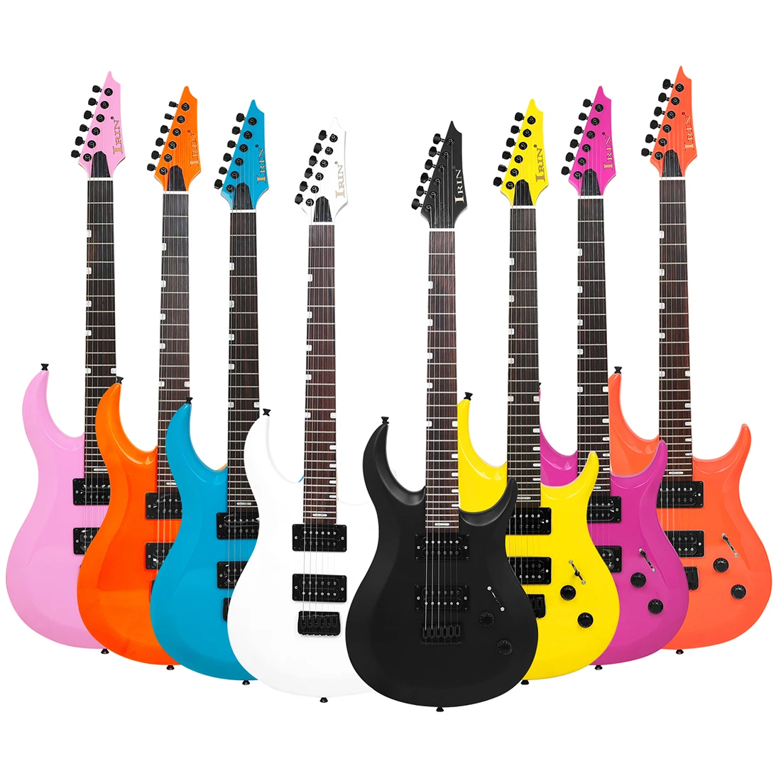 IRIN 6 Strings Electric Guitar 24 Frets Oguman Body Maple Neck Colorful Electric Guitarra with Bag Wrench Connection Cable