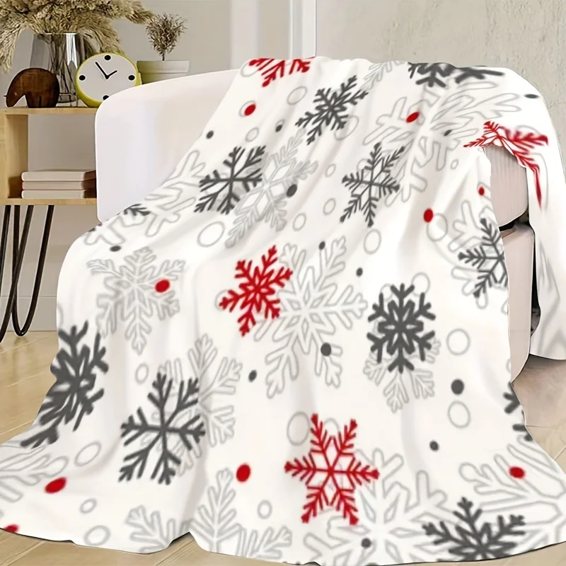 Ultra-Soft Flannel Christmas Throw Blanket - Snowflake Design, Perfect for Sofa,Bed,Office&Camping All-Season Cozy Plush Warmth