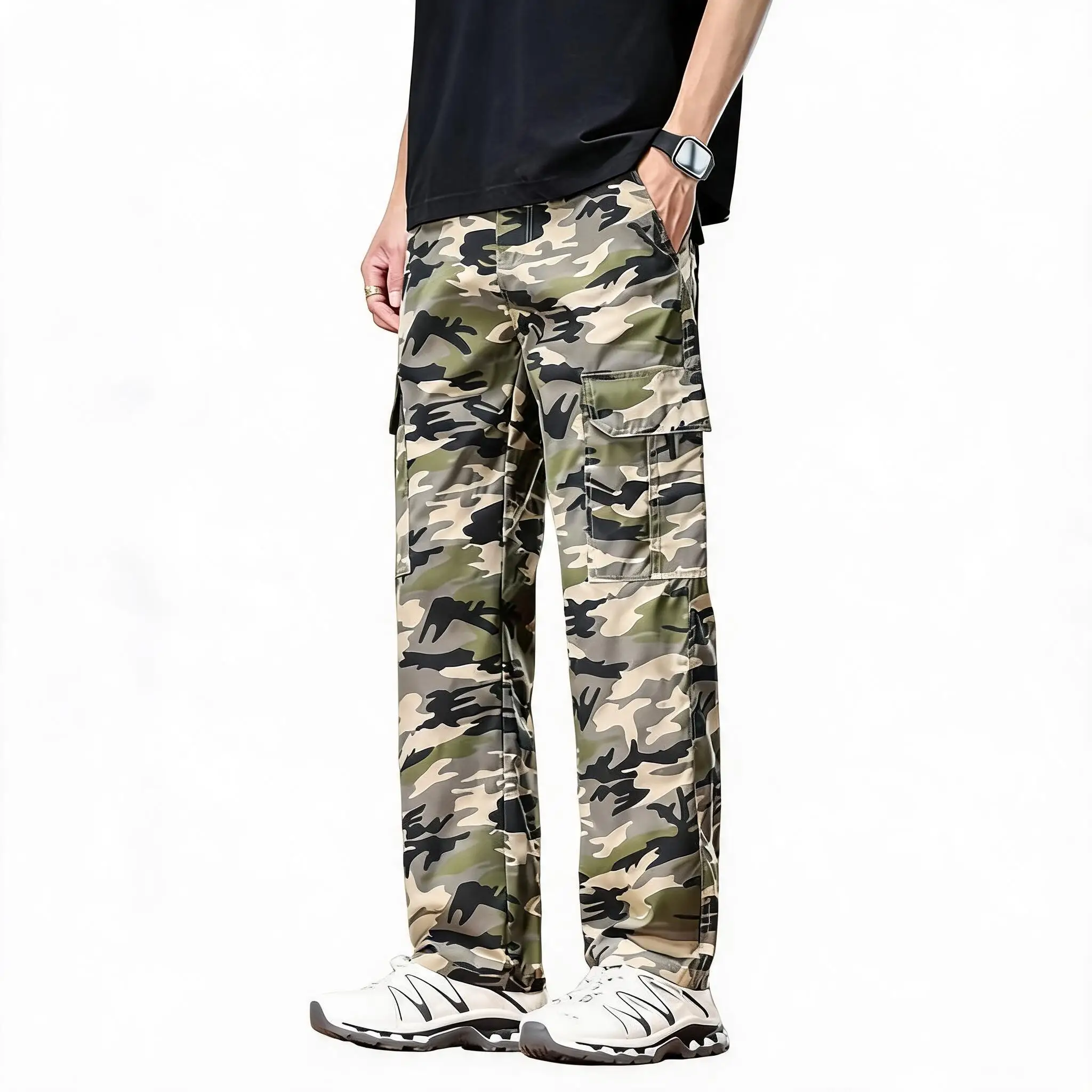 Spring and Autumn Fashion Trendy Outdoor Sports Hiking Multi-pocket Cargo Pants Men's Casual Loose Plus Size High Quality Pants