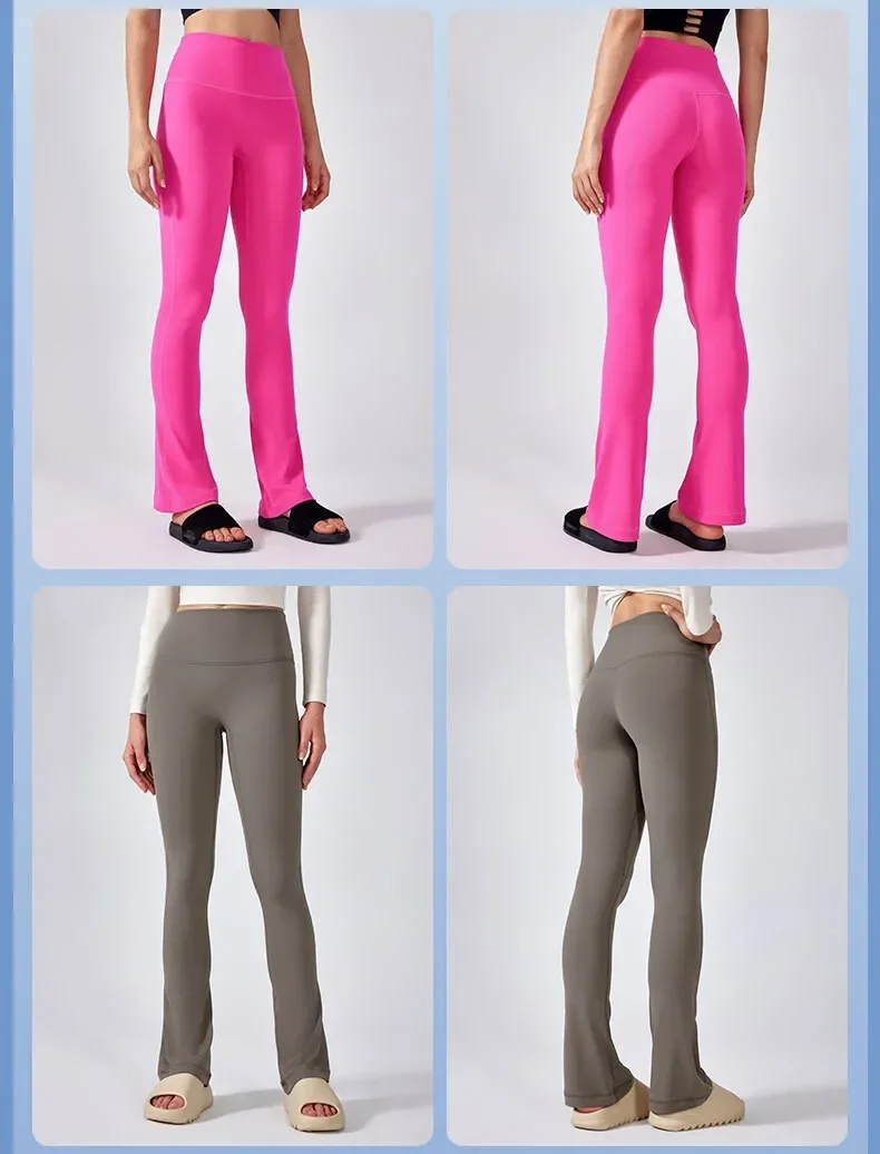 بنطلون نسائي عالي الخصر بجرس يوجا مع نعومة الزبدة ولا يوجد خط على شكل حرف T لرفع الأرداف وطماق اللياقة البدنية الممتدة