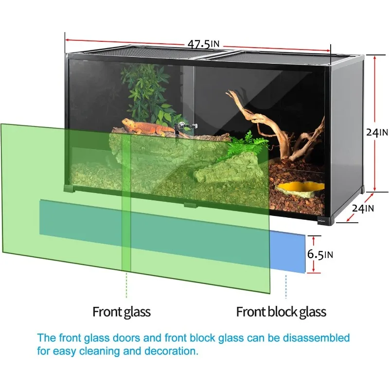 Large 120 Gallon Reptile Terrarium, Reptile Tank 48