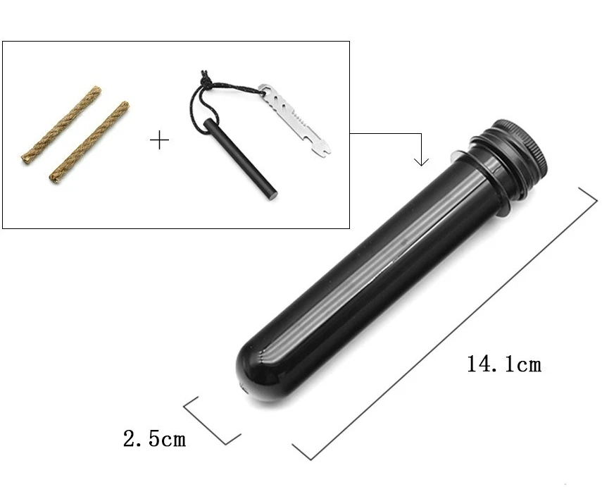 Fire‑Starting Survival Kit, Ferro Rod, Multi‑Tool Scraper, Tinder Hemp Rope, Waterproof Storage Tube, Camping Emergency Gear
