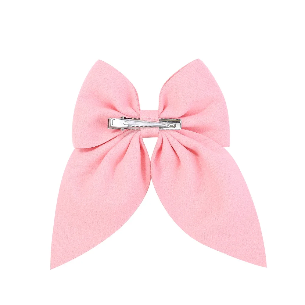 Pink 6Inch New Sweet Solid Bowknot Hair Clips Gilrs Big Hairpins Ribbon Batterfly Barrettes Duck Bill Clip Baby Hair Accessories