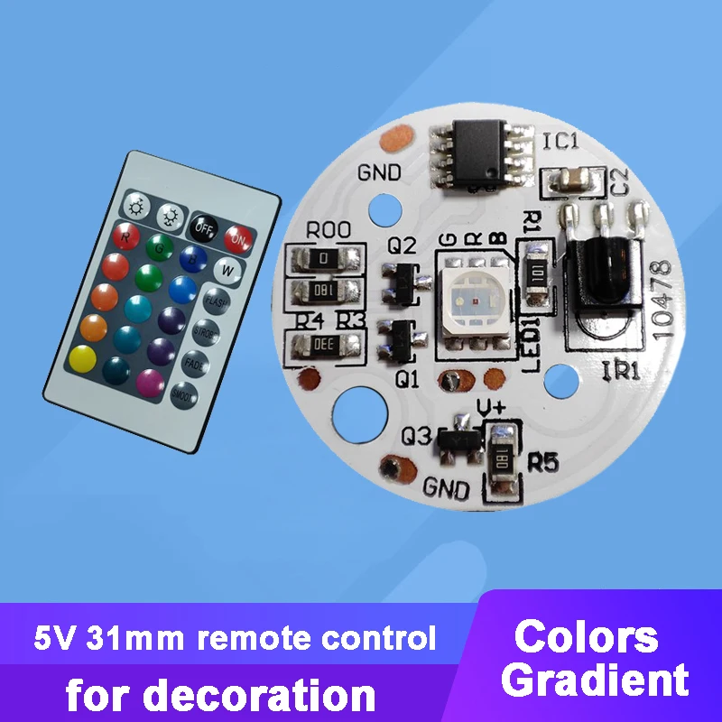 5V Low Voltage LED 16colors Colorful Gradient Round Board Lamp Light Source with Remote Control