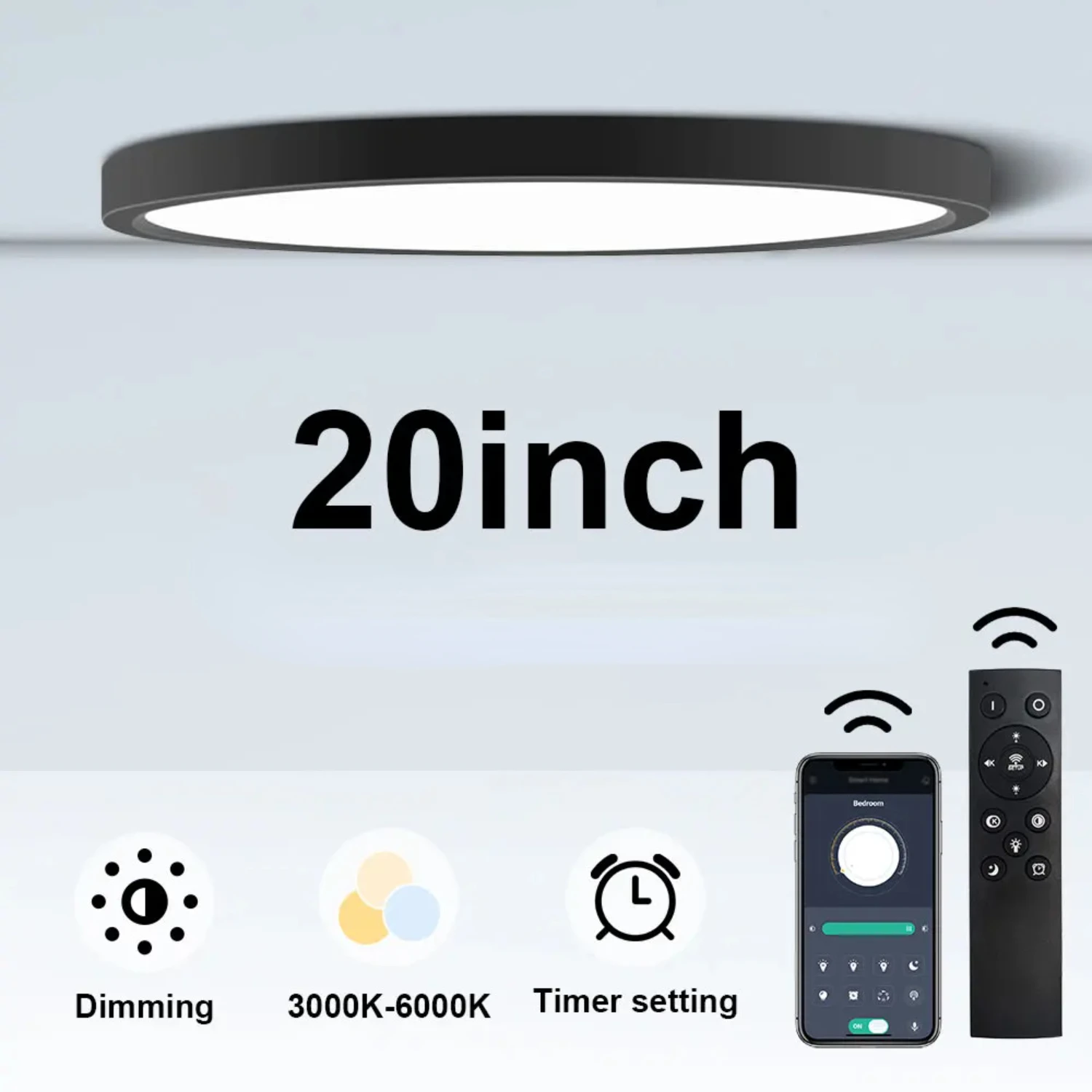 Modern, chic, and ultrathin smart ceiling lamp - Luxurious and sophisticated elegant lighting fixture for bedroom, living room,