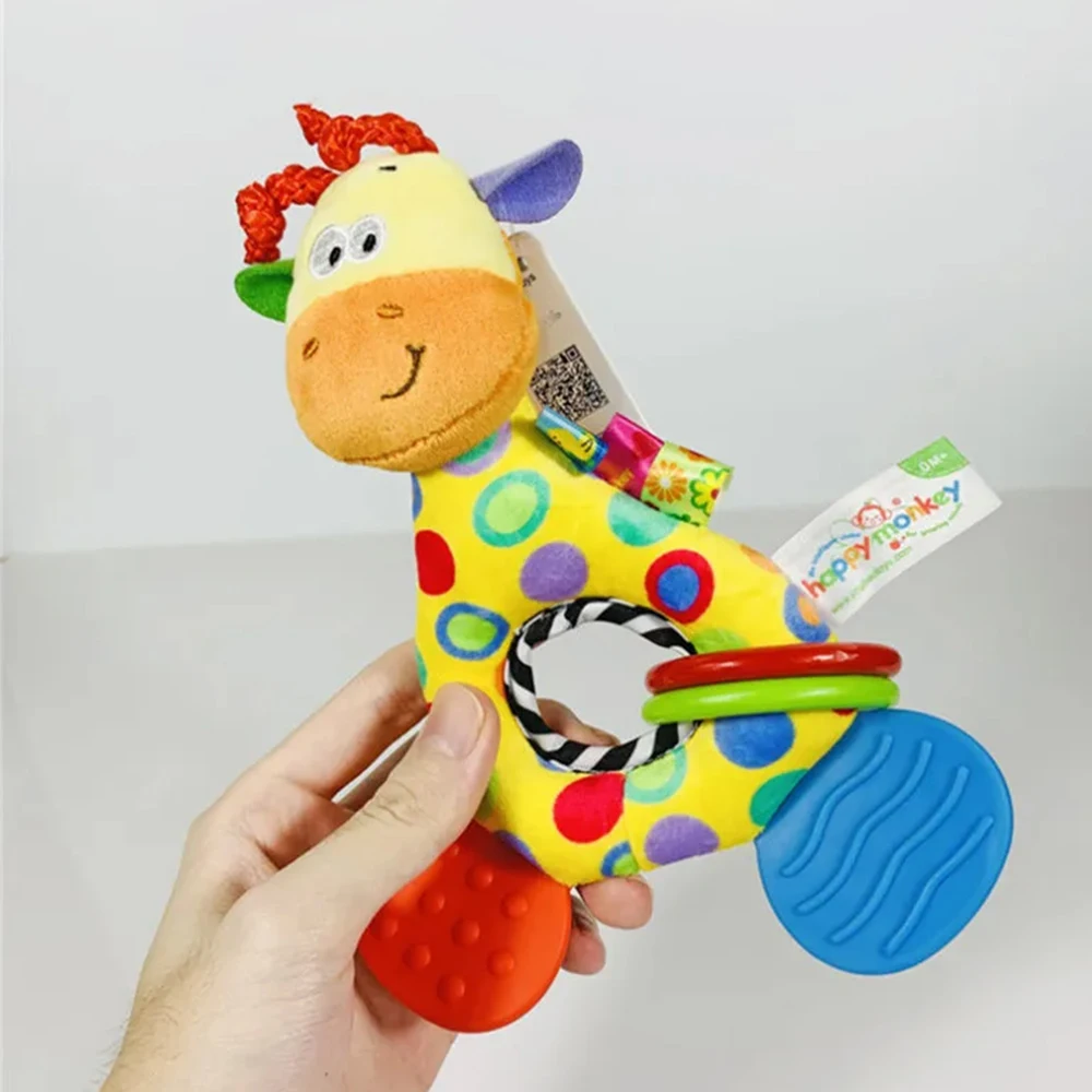딸랑이 동물 기린 아기 부드러운 인형 Teether 인형 귀여운 어린이 유아 아기 젖니가 남 장난감 신생아 감각 플러시 장난감