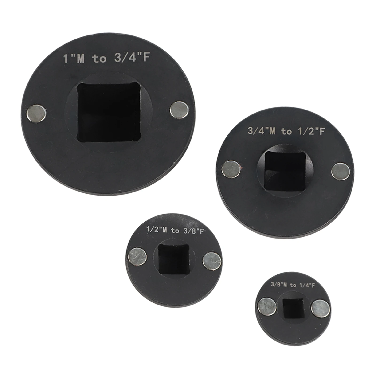 

Низкопрофильный набор адаптеров для ударных розеток. Набор магнитных держателей из термообработанной стали от 1 до 3/4 дюйма, от 3/4 до 1/2 дюйма, от 1/2 до 3/8 дюйма.