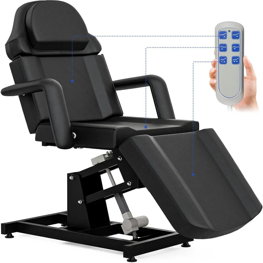 

Electric Tattoo Bed Esthetician Spa Chair with 3 Motor, Remote Control Height and Angle, Beauty Bed Massage Table,Stool Included