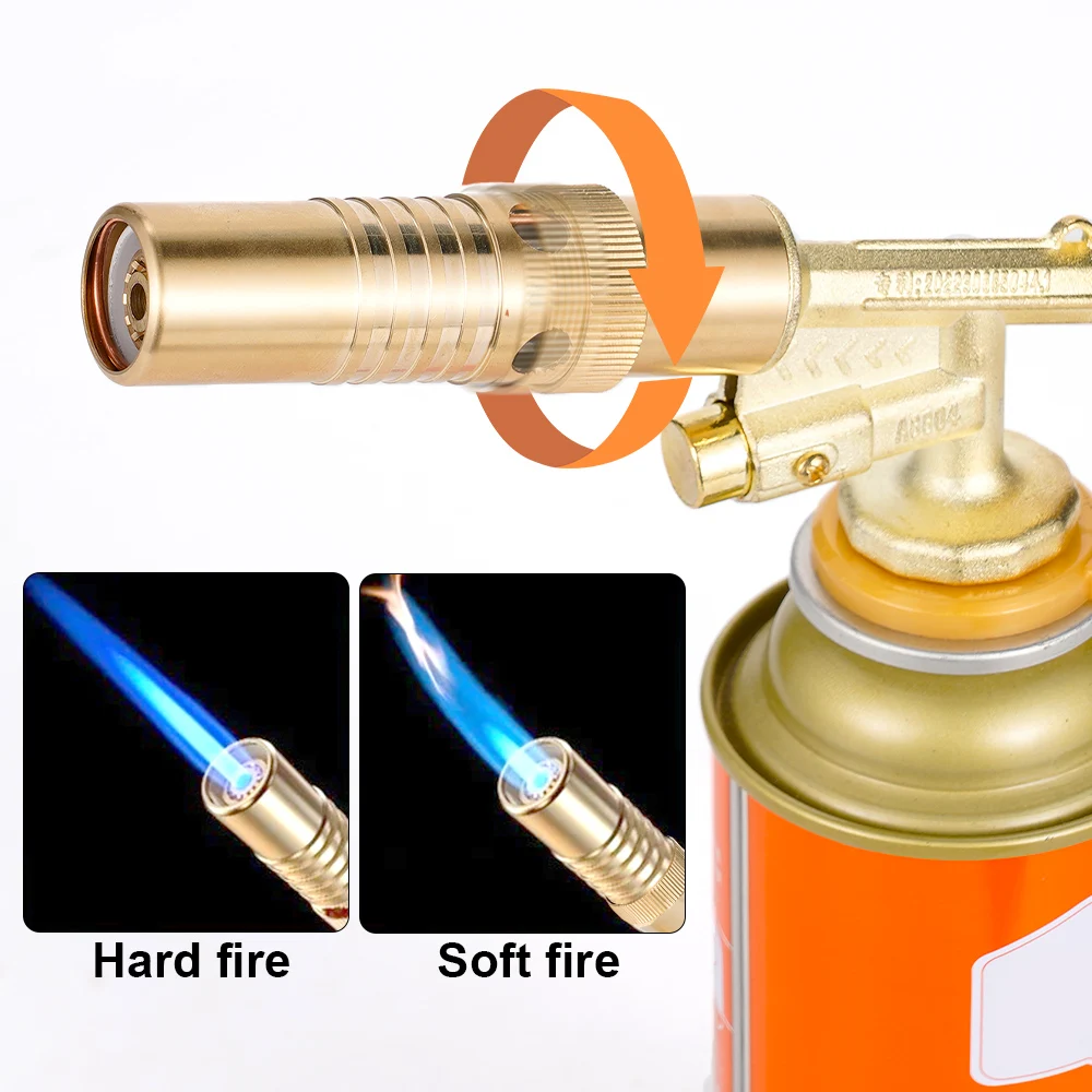 Welding Gun Torch Gas Burner Flame Gun High Temperature All Copper Gas Torch Brazing Automatic Ignition for Picnic BBQ Baking