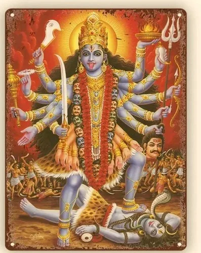 Kali Hindu Goddess Of Destruction & Creation Feminine Metal Sign  12