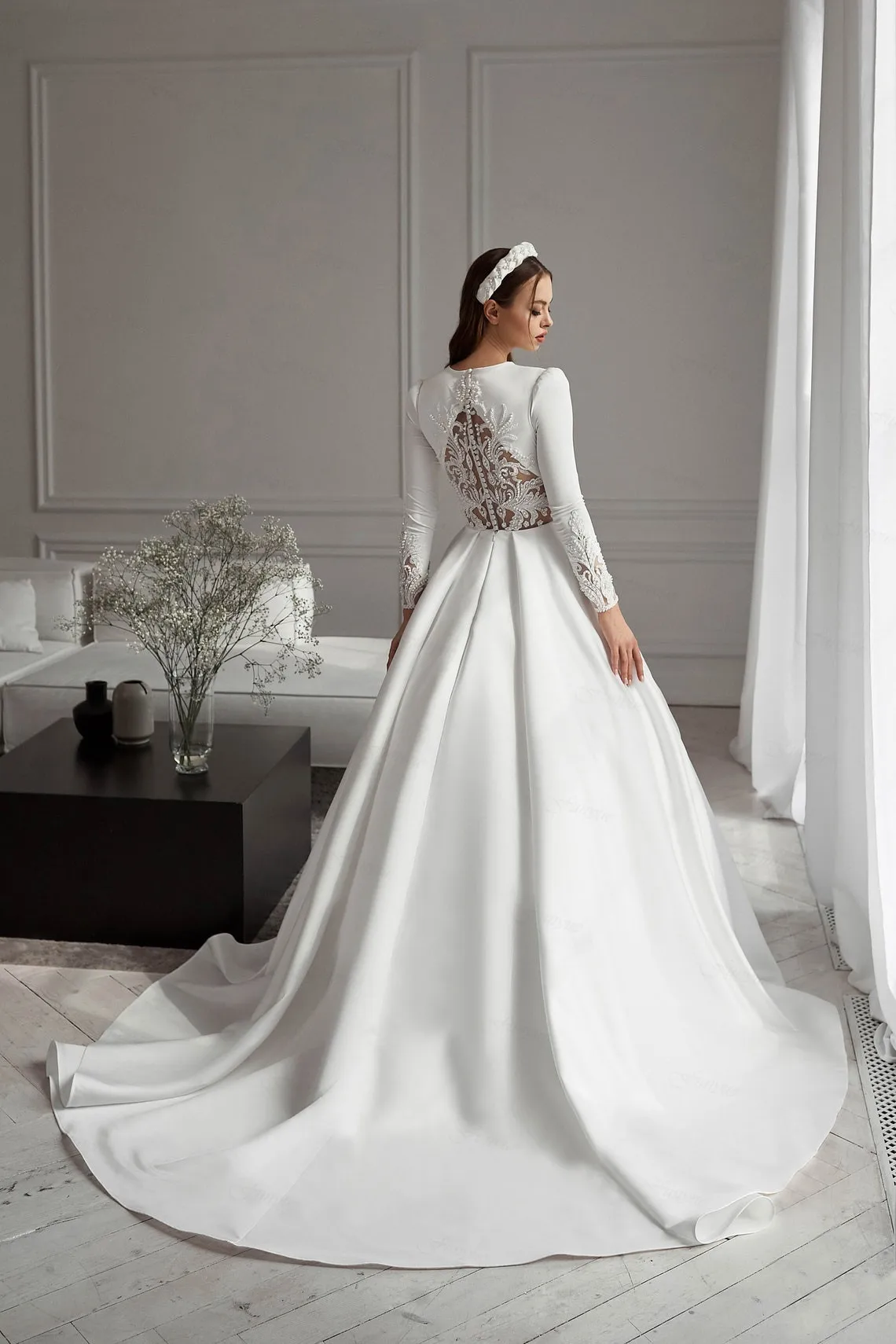 Vestido De Novia musulmán De manga larga, elegante Abaya islámica, blanco, Dubái, personalizado, 2023