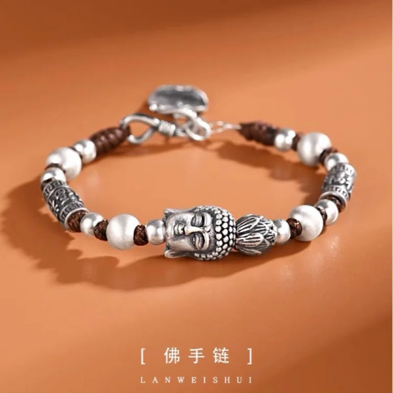 

999 Silver Buddha Men And Women, Woven Beaded Bracelet