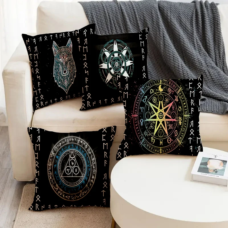 

Viking Totem The Wolf Totem Pattern Printed Square Pillowslip Linen Blend Cushion Cover Pillowcase Living Room Home Decor