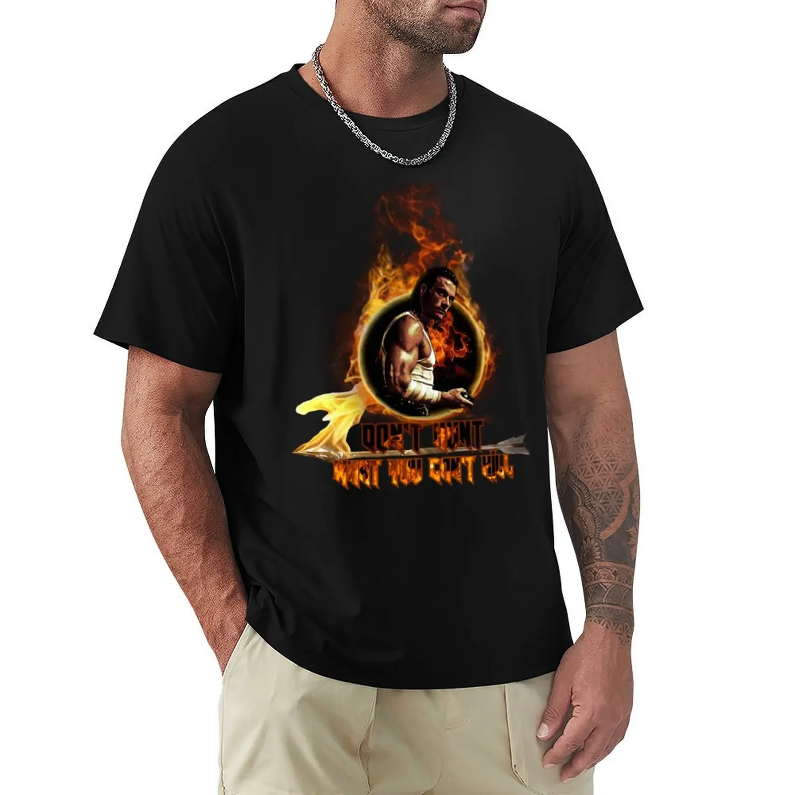 Van Damme Hard Target T-Shirt Plus Size Solid Color T-Shirt