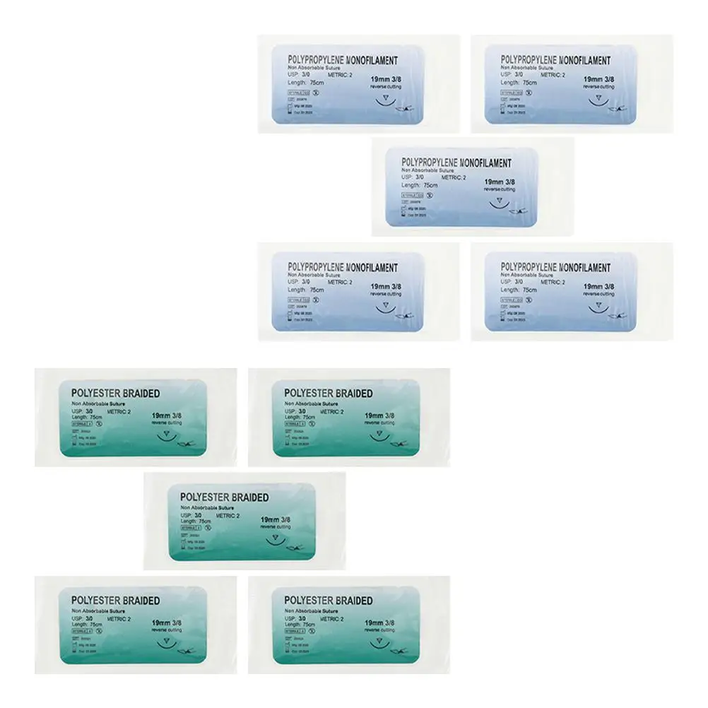 

10 Pcs Polypropylene Suture Threads Compact Curved Needle Attached Practice Tool Medical Teaching Aids