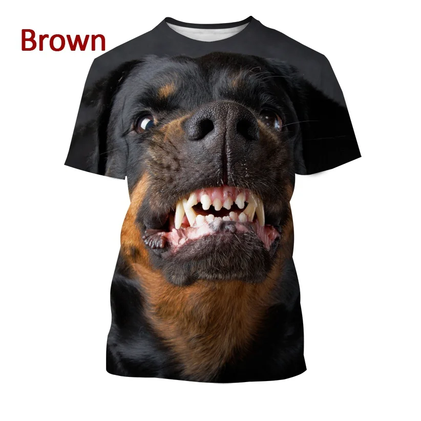 Summer 3D Printing Cute Pet Dog Rottweiler T-shirt Casual Funny Personality Street Top Fashion Unisex Short-sleeved Shirt