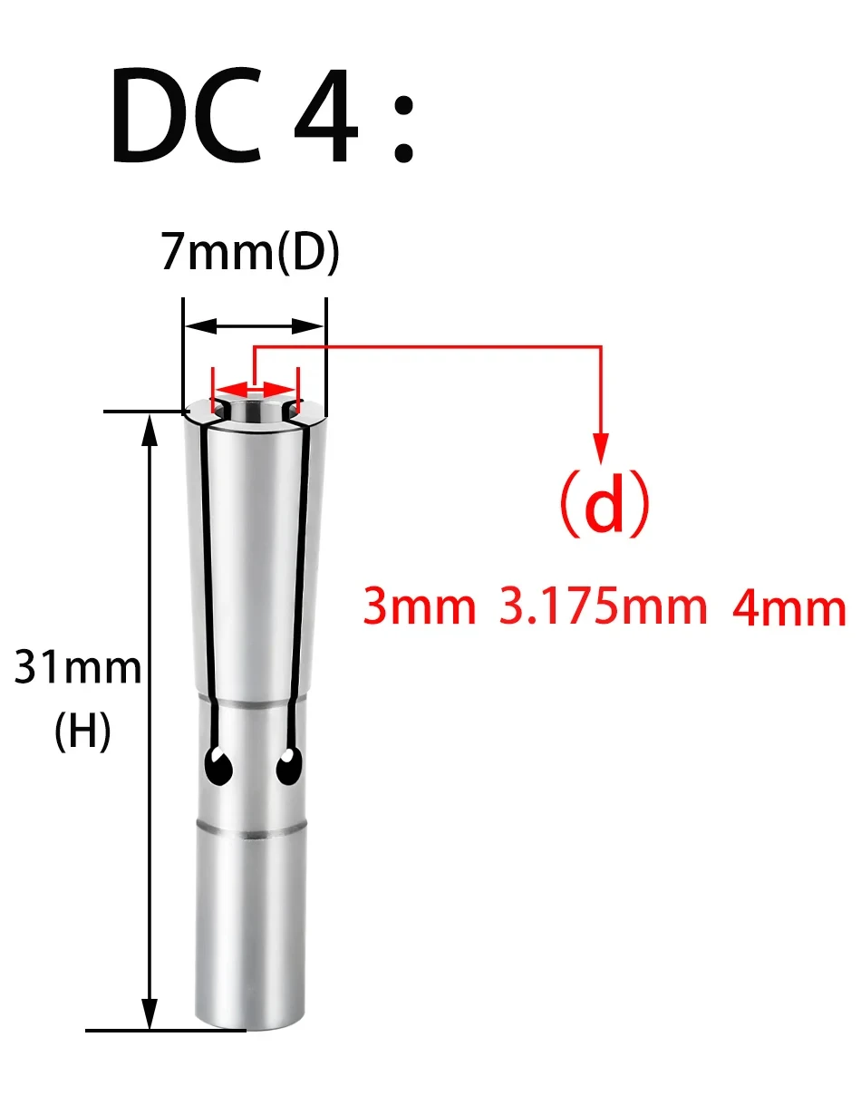 高精度cncチャックコレット、プルバック、dc4、dc6、dc8、dc12、精度0.003