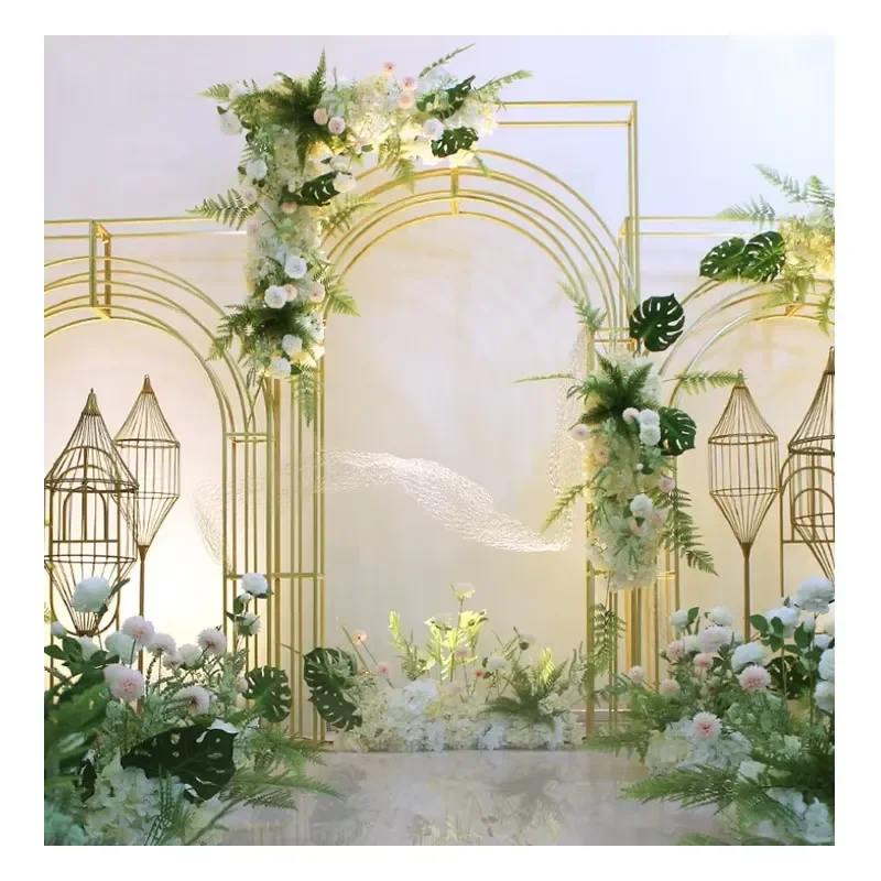 Large Metal Arch Wedding Stage Decoration Set Iron Pendant Props for Mall Air Window Display Background Event Party Decor