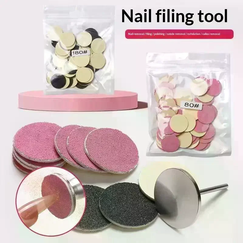 50/Pcs White Sanding Paper Pedicure Foot Care Tools 15mm 20mm 25mm 35mm Nail Drill Bit Disk Disc Salon Calluse Replaceable