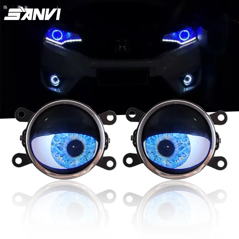 SANVI 3'' Waterproof Devil Eyes Lens DIY for 12V Fog Assembly Car Headlight WIFI Control Eyes Retrofit Kits Car Light Accessory