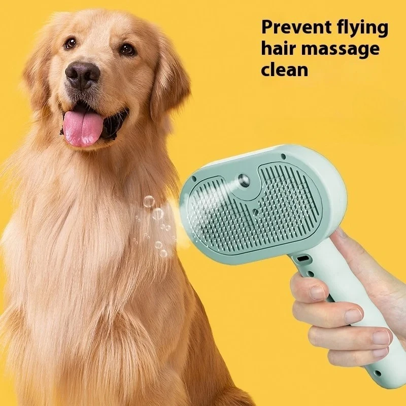 

Multifunctional USB Pet Spray Brush for Cat Dog Cleaning Steamy Spray Massage Comb Removal Grooming Brush Release Button