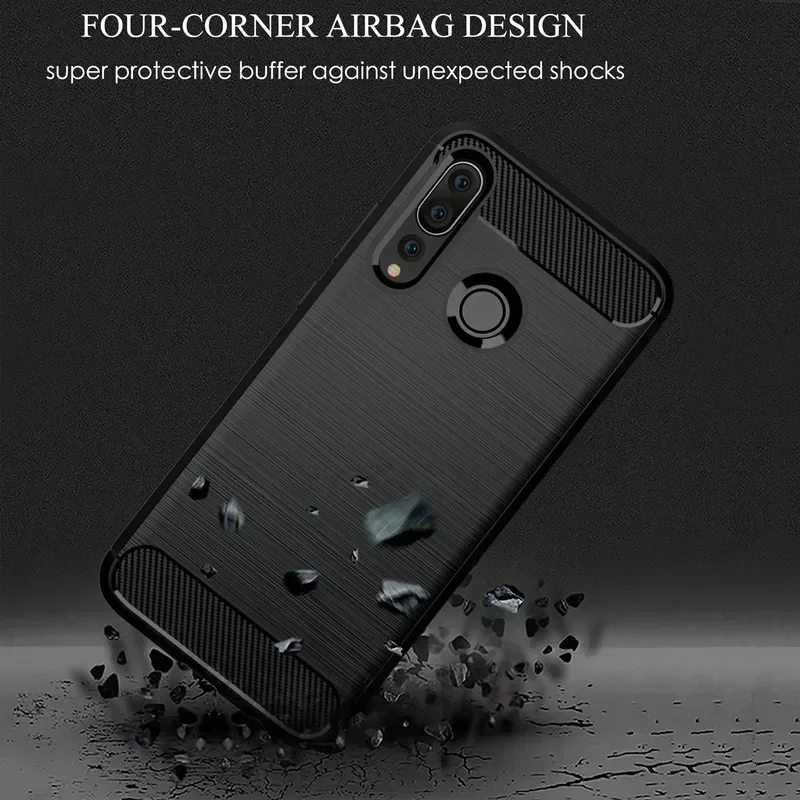 Coque de téléphone portable en fibre de carbone brossée, étui pour Huawei P40 Lite E P30 P Smart Plus Z 2019 2021 Mate 30 20 Pro 10 P50 P20 P30Lite