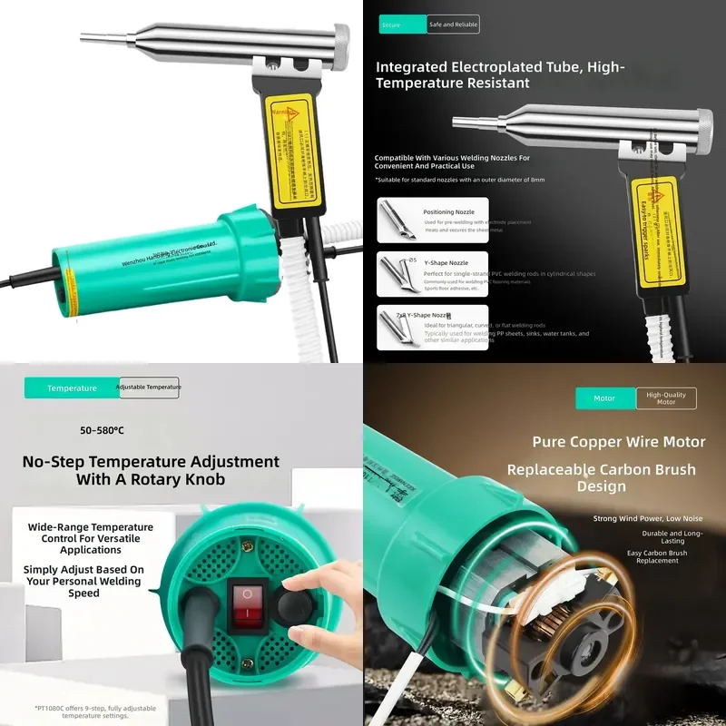 High Power Split Plastic Welding Torch 1080W for Automobile Bumper Repair Small Diameter Hot Air Welding Machine for PP