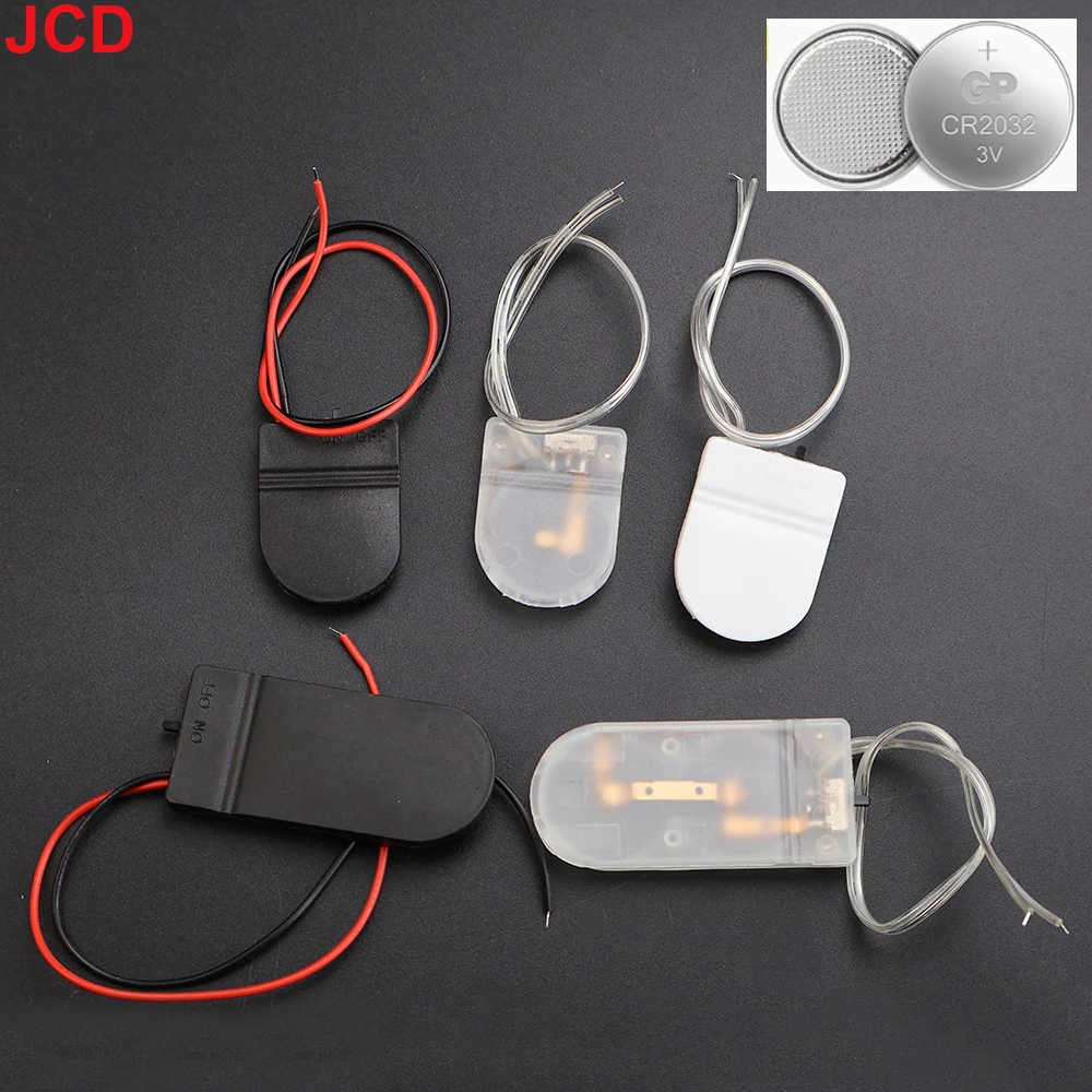 JCD 10pc Single Slot CR2032 CR 2032 Button Coin Cell Battery Holder Case Cover With ON-OFF Switch Leads Wire 3V 6V Battery Box ﻿
