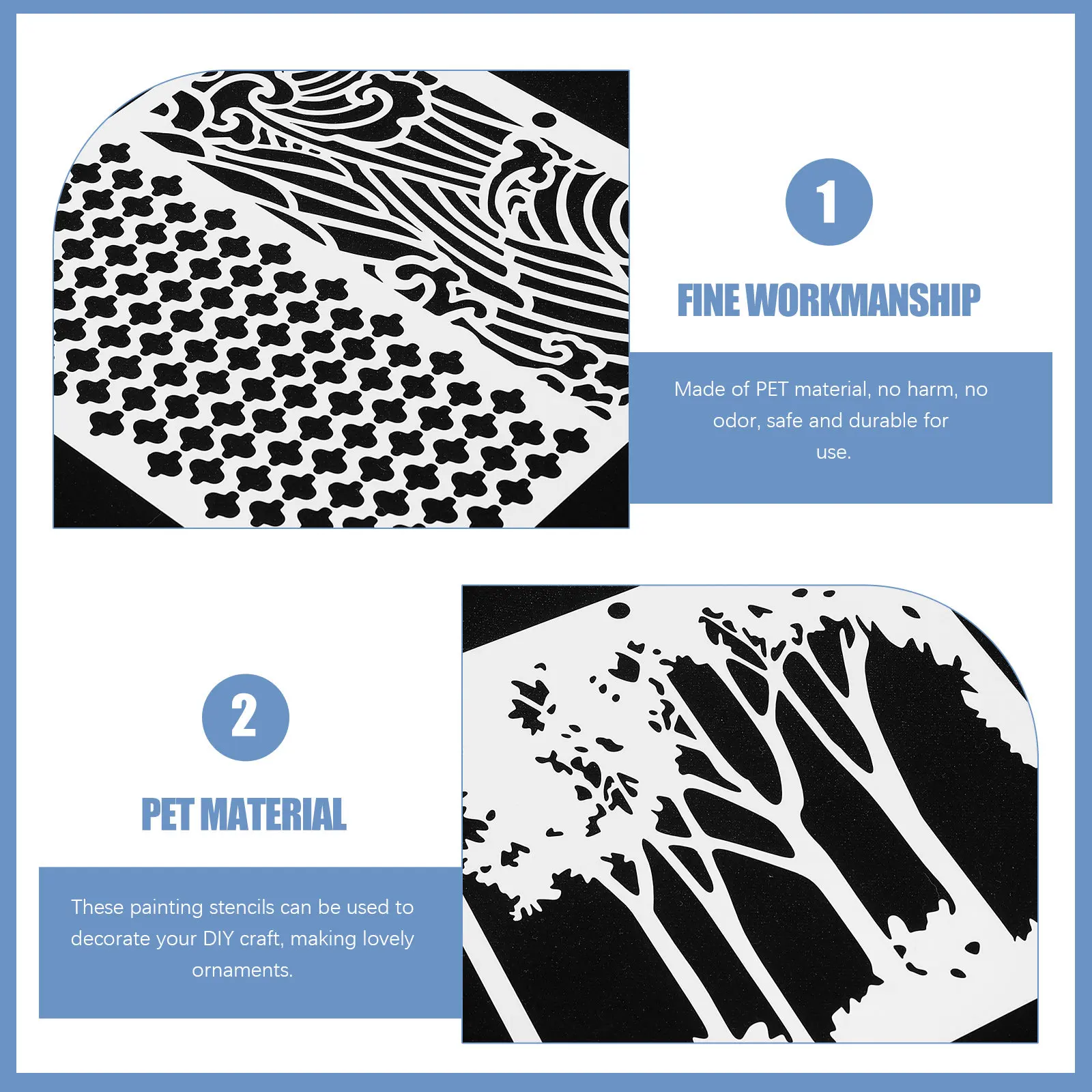 16 Sheets Painting Stencil for Hollow Pattern White PET Multiple Patterns Template