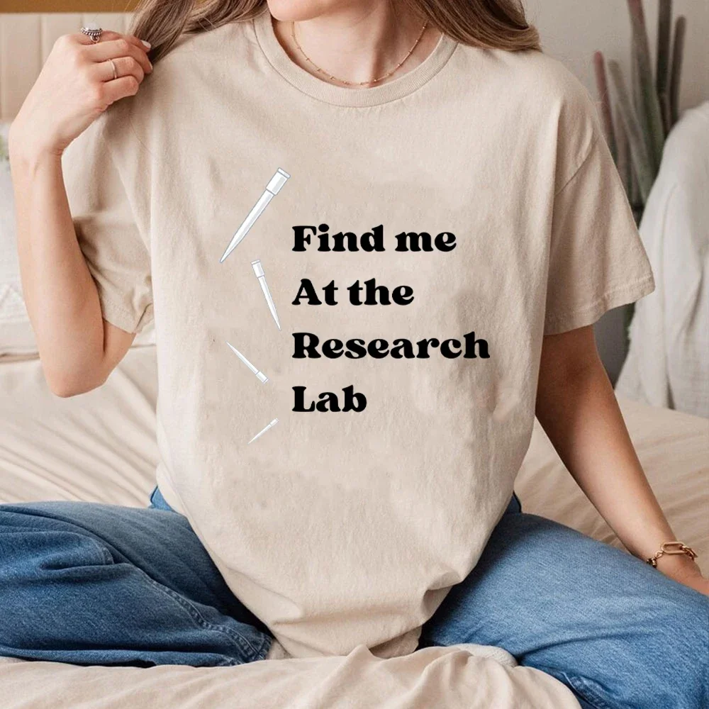 Trovami al laboratorio di ricerca T-shirt grafiche Camicia vintage Cotone estivo traspirante Manica corta O-Collo Top Streetwear Donna