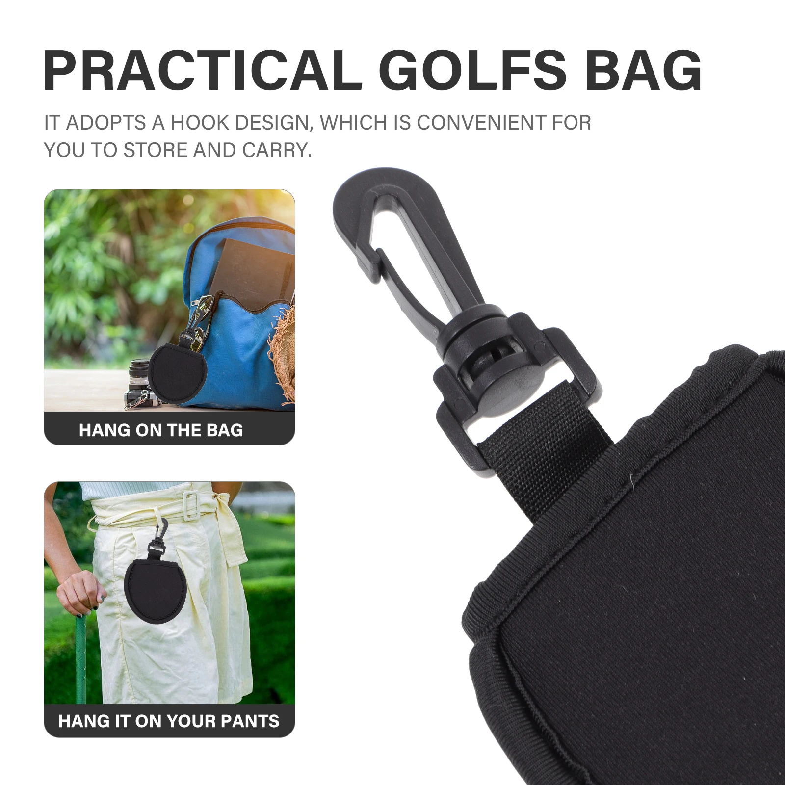 

1pc Golf Ball Neoprene Wipe Storage Bag Multi-Function Durable Portable Cleaning Pouch For Golf Accessories