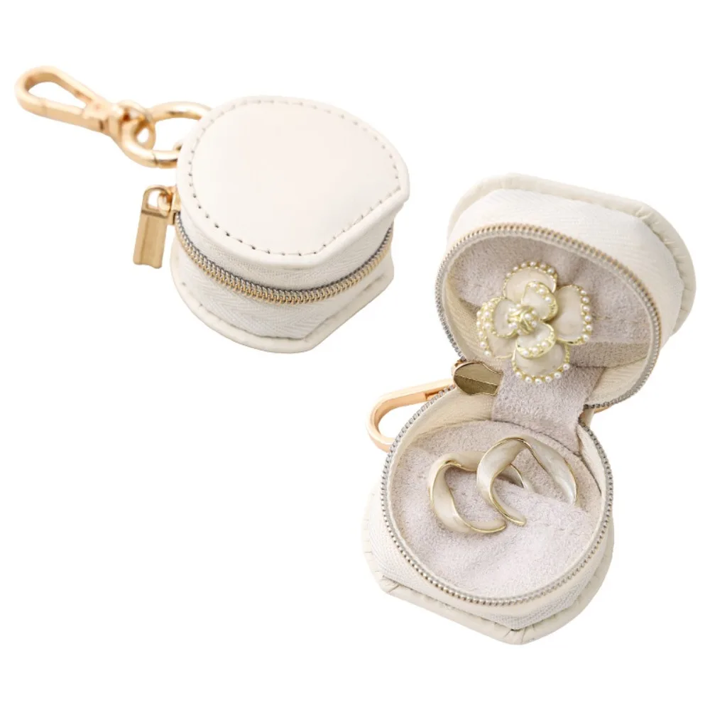 

Mini Jewelry Box Keychain Semi-circular Earring Organizer Portable Ring Box Jewelry Display Minimalist Travel Bag Pendant Gifts