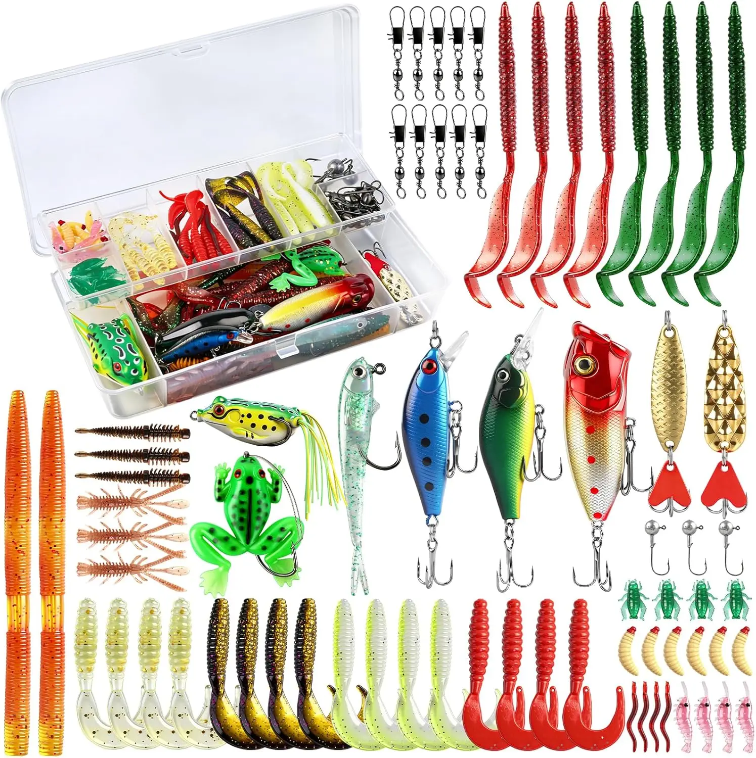 

71Pcs Fishing Lures Kit, Fishing Tackle Box Fishing Baits Including Crankbaits for Bass, Freshwater and Saltwater, Fishing Accessories Fishing Gear, Fishing Gifts for Men Dad