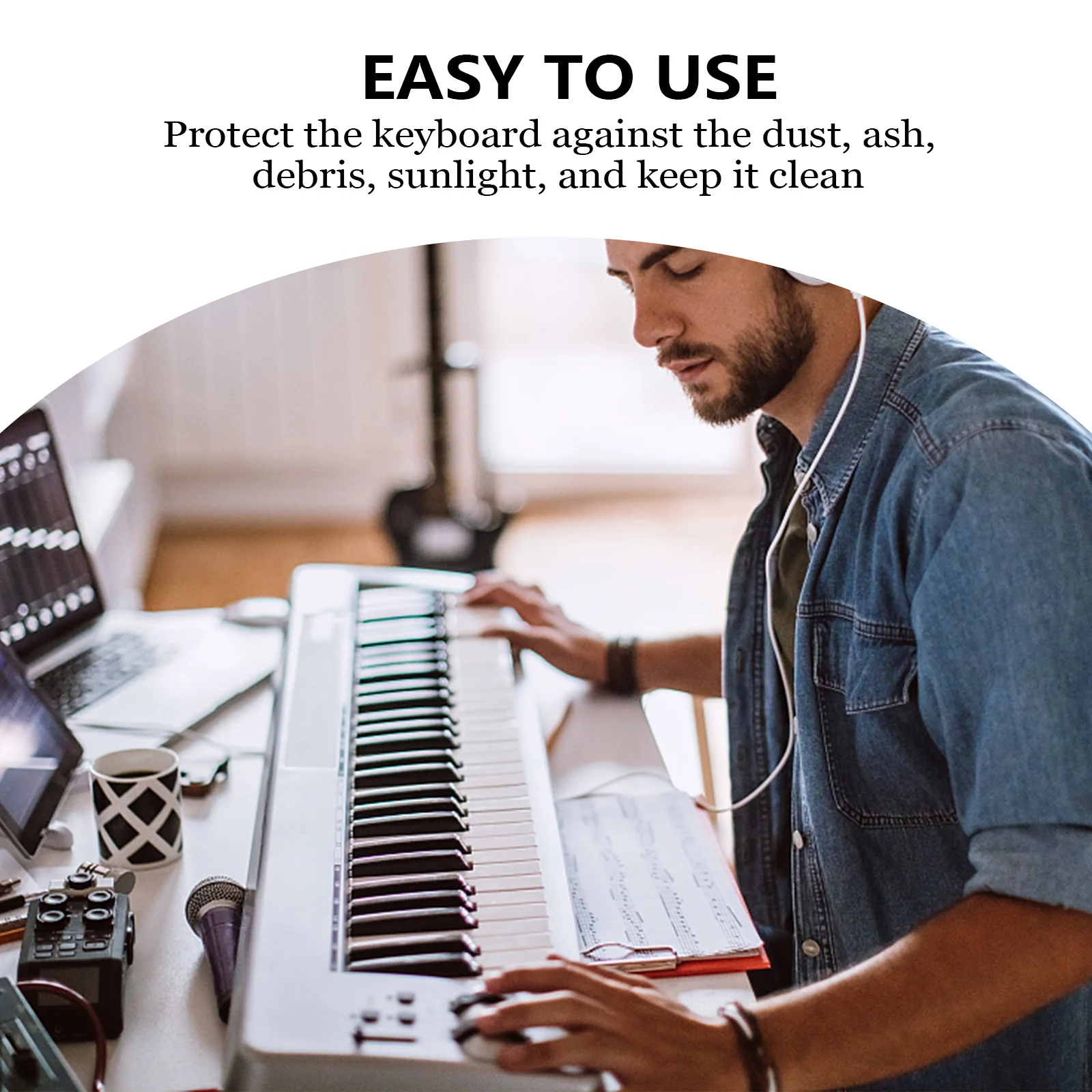 

Adjustable Cord Electronic Piano Cover 61 Key Stretchable Keyboard Protector Dust Resistant Digital Piano Keyboard Cover