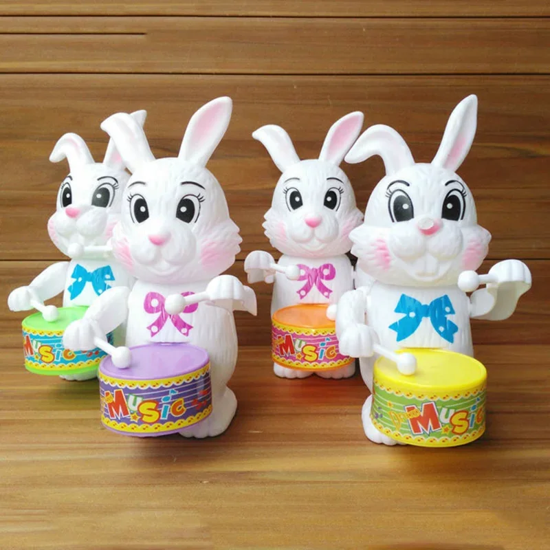 1pcs Funny Cartoon Rabbit Drumming Toy Wind-Up Clockwork Educational Toy Gift for Kid Gifts Children\'s Wind-up Toys