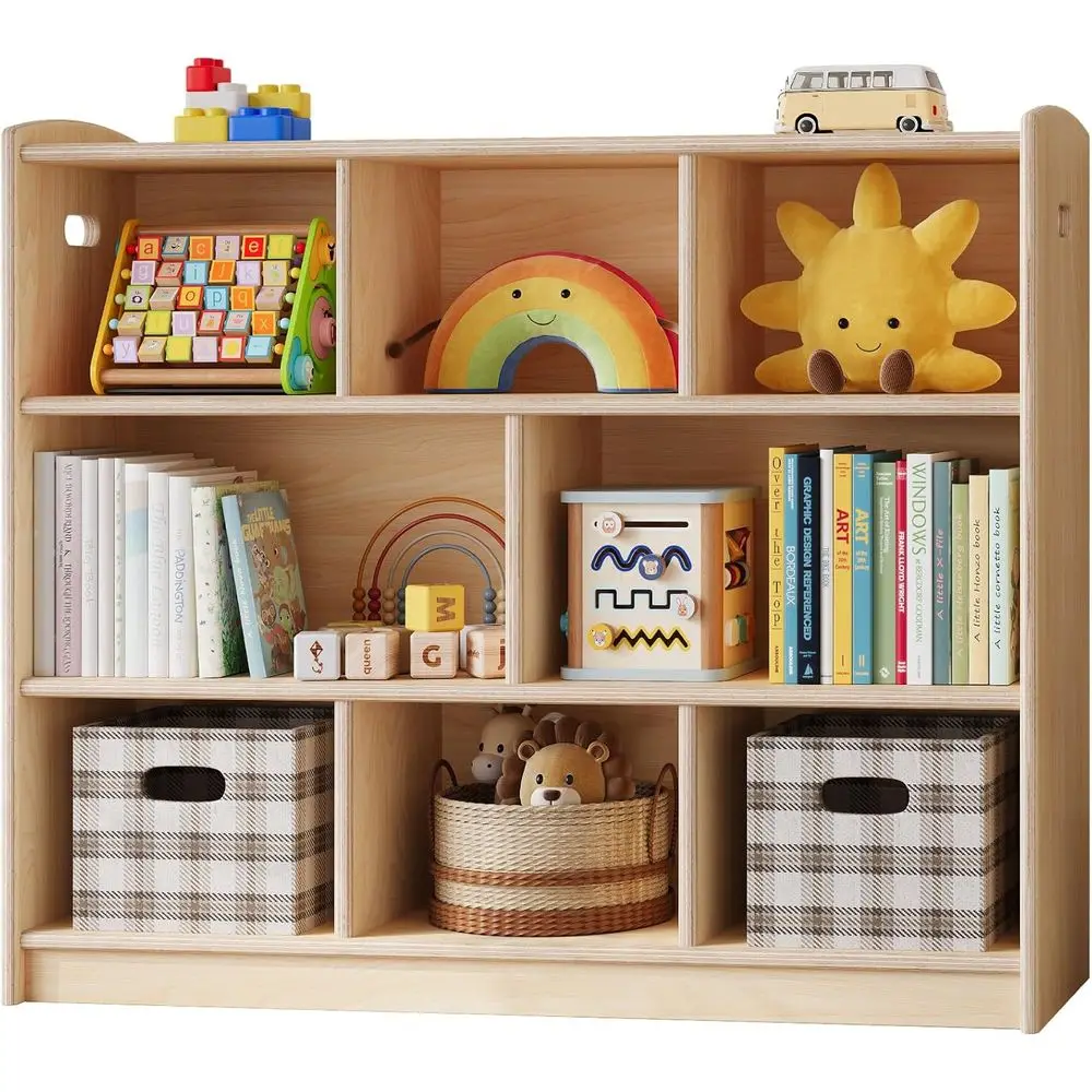 

3-Tier Wooden Bookcase for Kids, Storage Organizer for Toddlers, Ideal for Nurseries and Classrooms (Natural)