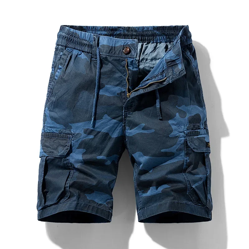 Cargo Shorts Men Spring Summer Breeches Cotton Bermuda Camouflage Denim Casual Multi-Pocket Pants Clothing Men’s Cargo Short