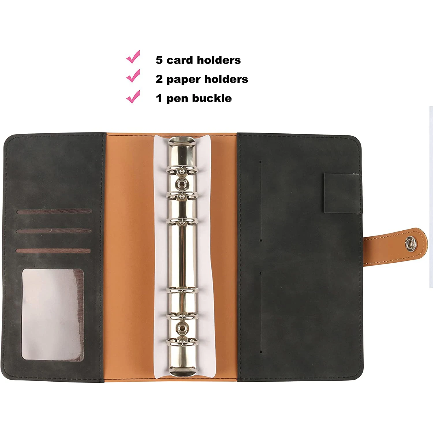 A6 PU Leather Cash Envelope Budget Binder Notebook Cash Envelopes System Set Binder Pockets Money Budget Saving Bill Organizer