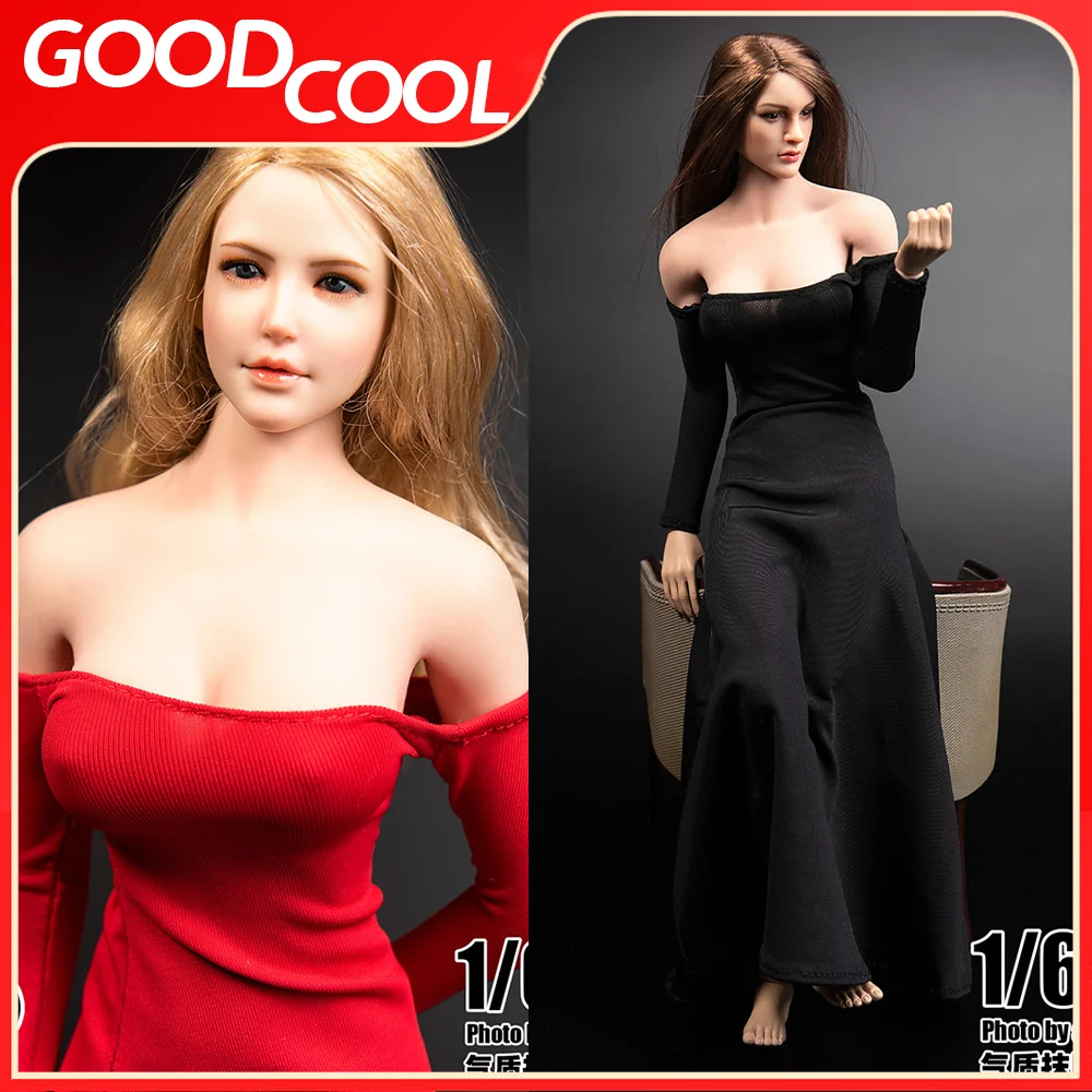 In Stock TYM075 1/6 Scale Female Soldier Low Cut Strapless Evening Dress Sexy Top Long Skirt Model Fit 12 in Action Figure Body